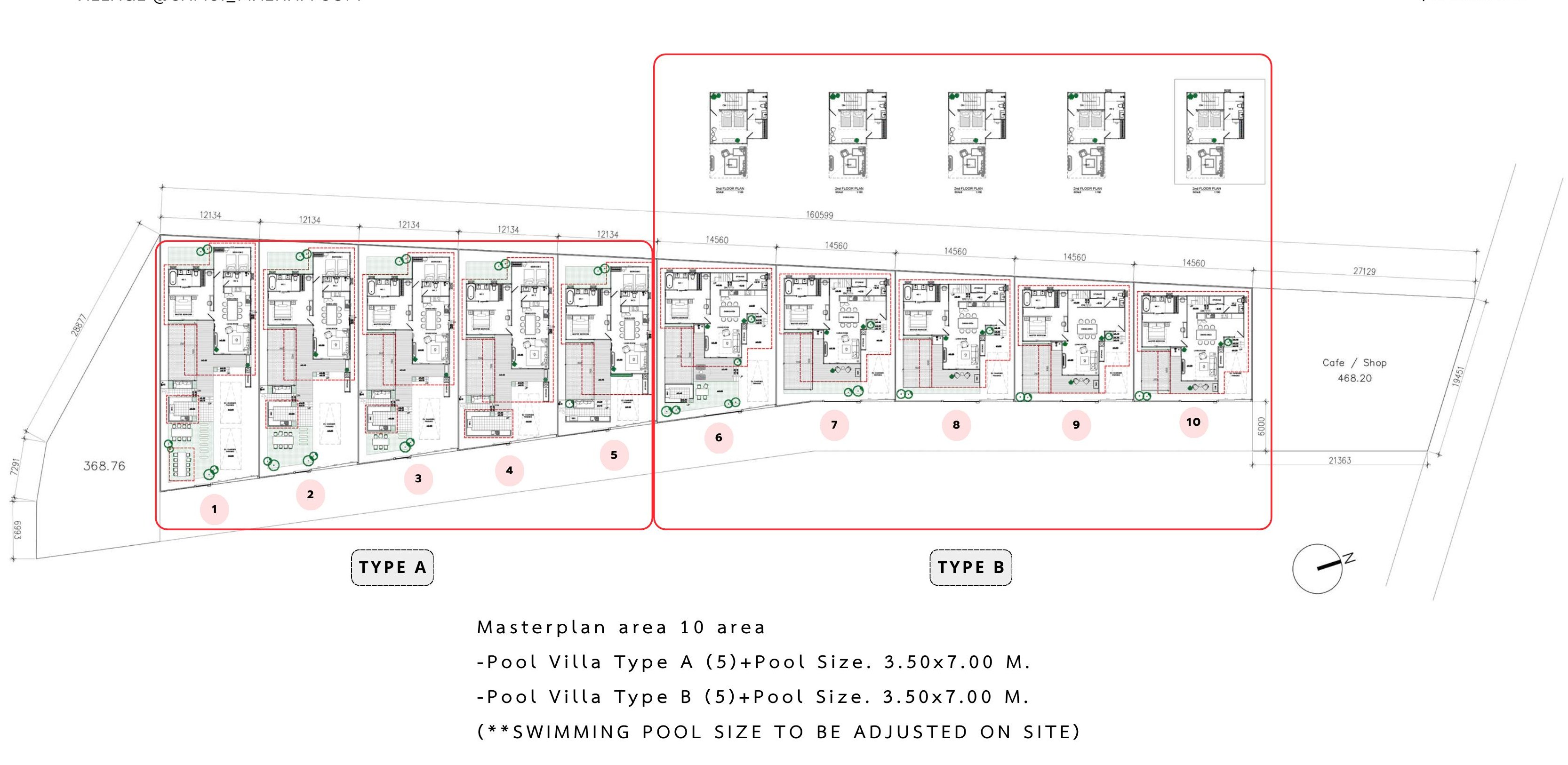 Botanic Samui masterplan with plots 1 to 10, Type A and Type B